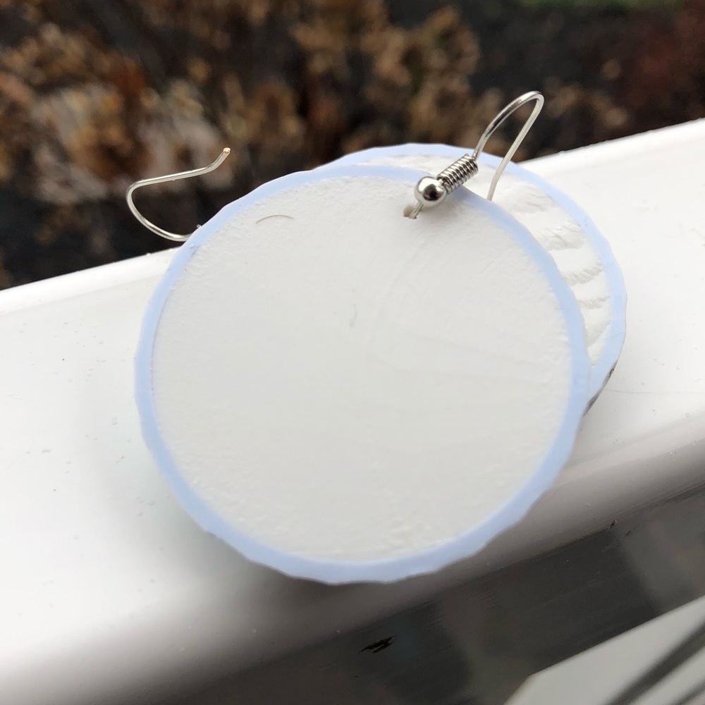 White golf ball earrings